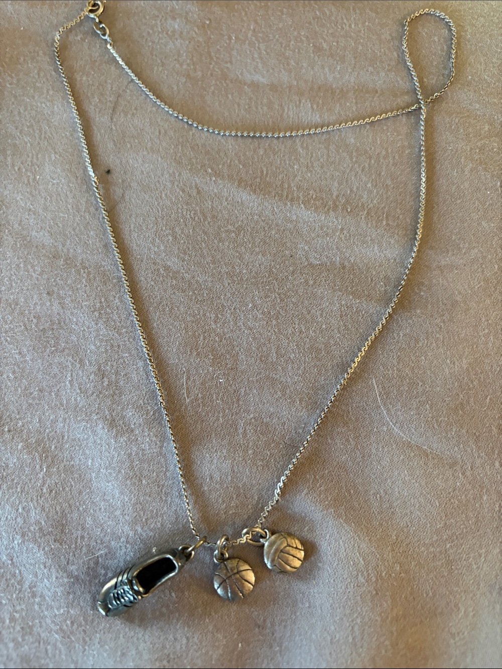 Silver Basketball,volleyball,and track Charm Necklace - Women's Jewelry